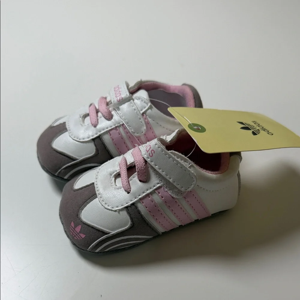 adidas White, Pink and Brown Baby Walker Shoes